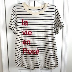 Sol Angeles x Anthropologie La Vie En Rose Tee L Cream Striped French Chic